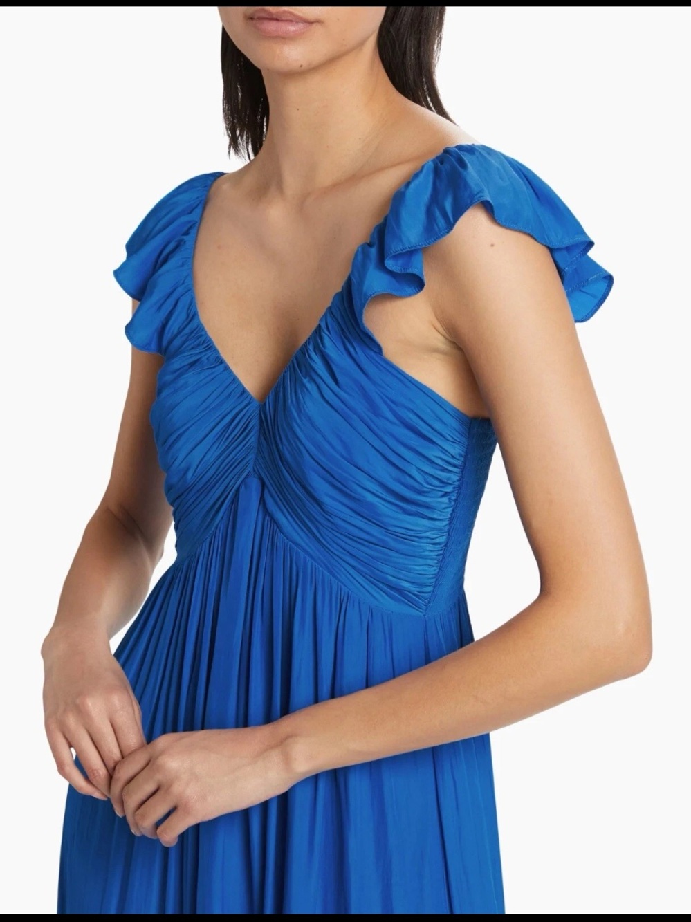 RAMY BROOK NELLY PLUNGE V-NECK BLUE RUFFLE TIERED DRESS SZ XS NWT - Picture 3 of 11